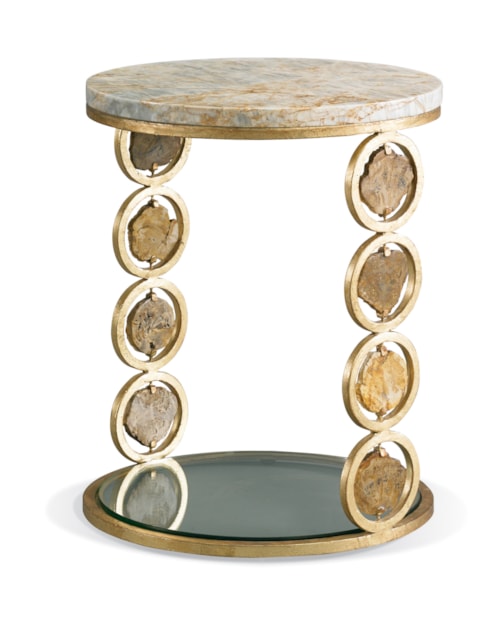 Contemporary Petrified Wood Accent Table with Glass Base