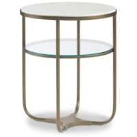 Transitional Round End Table with Marble Top