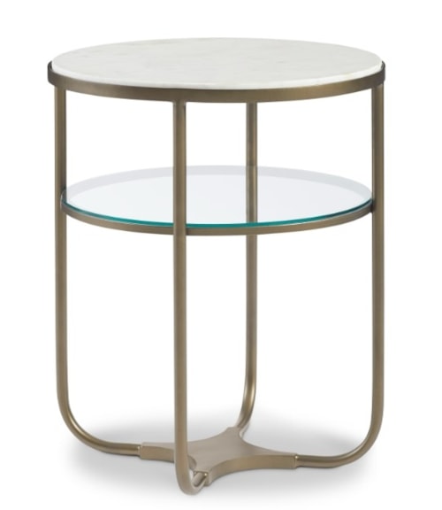 Transitional Round End Table with Marble Top