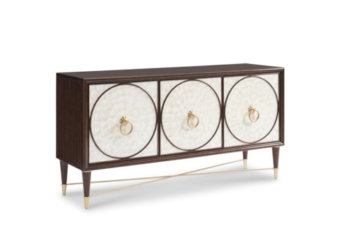 Glam 3-Door Credenza with Pearl Inlay Doors
