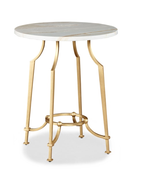 Traditional Round End Table with Marble Top