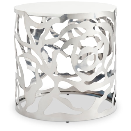 Sculptural White Marble-Top End Table