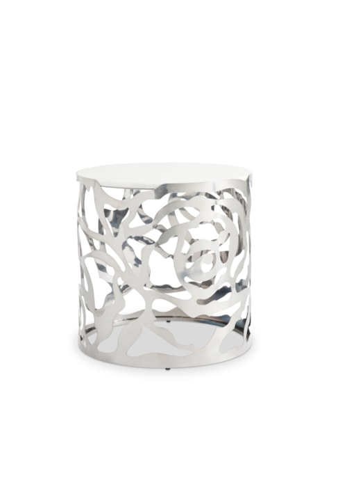 Contemporary Sculptural White Marble-Top End Table
