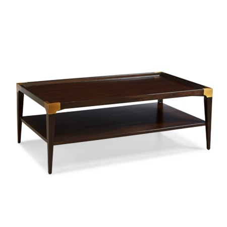 Rectangular End Table with Brass Brackets