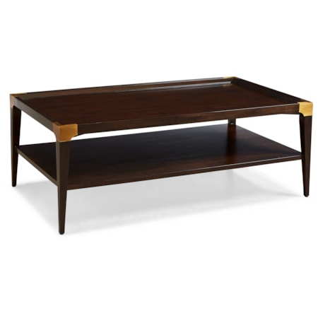 Rectangular End Table with Brass Brackets