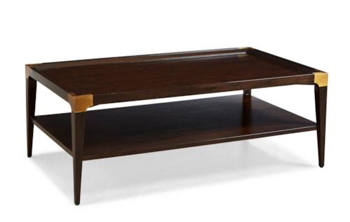 Mid-Century Modern Rectangular End Table with Brass Brackets