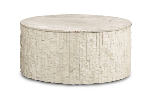 Rustic Round Cocktail Table with Stone Top