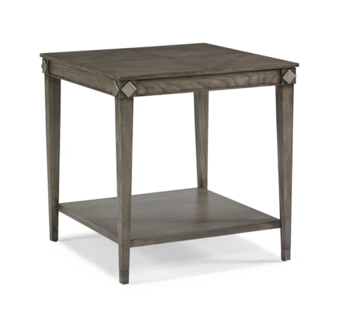 Transitional Square Lamp Table with Diamond Accents