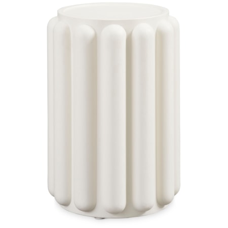 Round Textured Pillar Accent Table