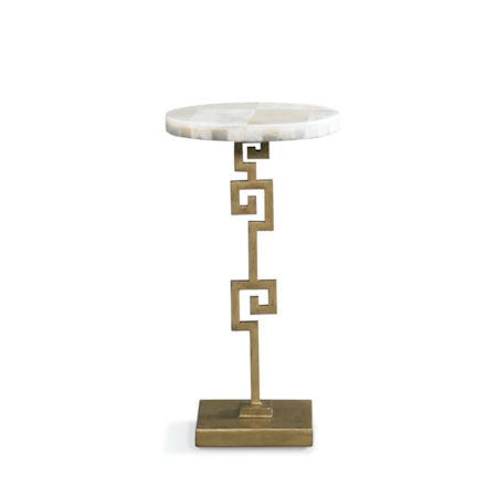 Greek Key Accent Table w/Polished Onyx Top