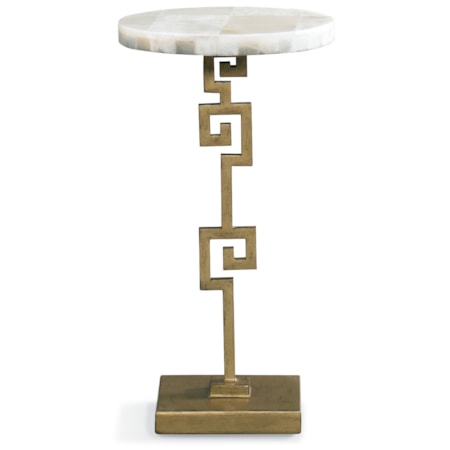 Greek Key Accent Table w/Polished Onyx Top