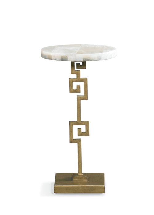 Contemporary Greek Key Accent Table with Polished Onyx Stone Top