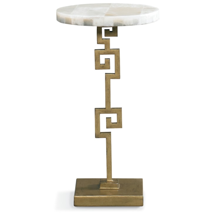 Sherrill Occasional INFINITY Greek Key Accent Table w/Polished Onyx Top