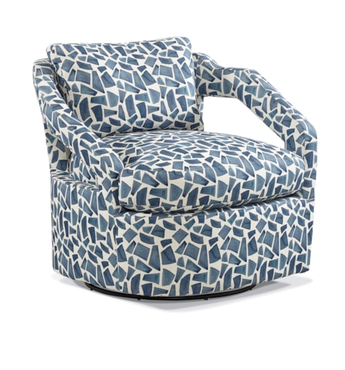 Transitional Swivel Chair with Loose Back Pillow