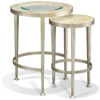 Modern Elegant Hand-Forged Iron Nesting Tables with Glass Inset Top