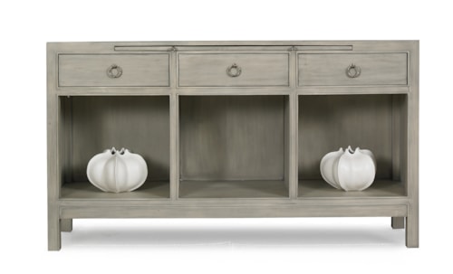 Transitional Three-Drawer Console Table with Pull-Out Tray