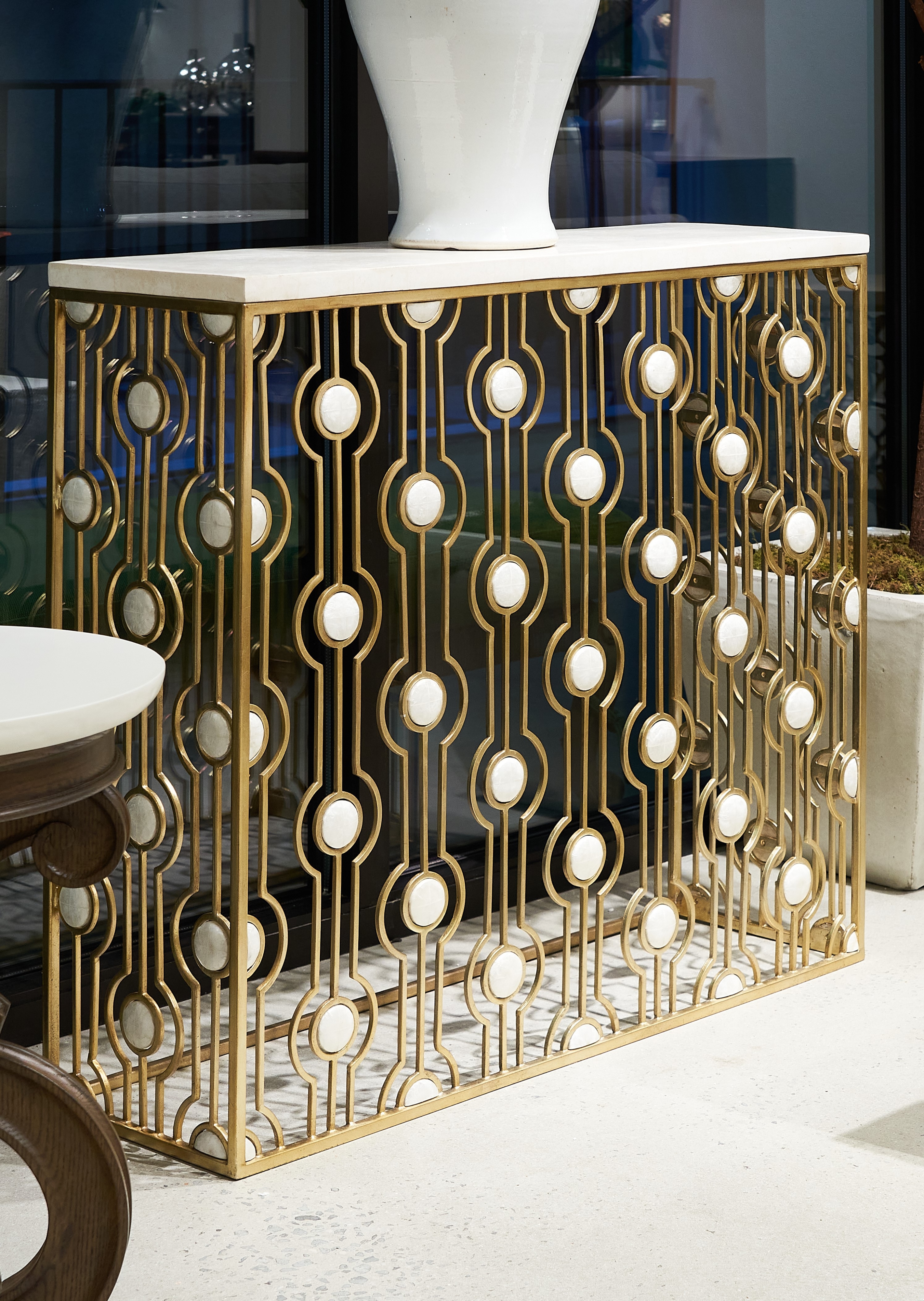 Agate Stone-Top Console Table w/Shell Accent