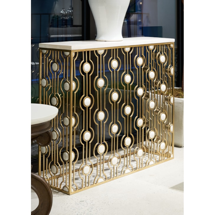 Sherrill Occasional VOYAGE MAISON Agate Stone-Top Console Table w/Shell Accent