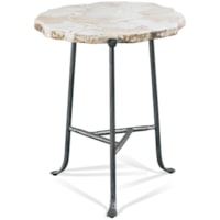 Coastal Iron Spot End Table with Fossilized Shell Top