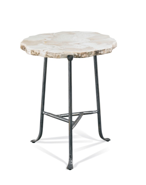 Coastal Iron Spot End Table with Fossilized Shell Top