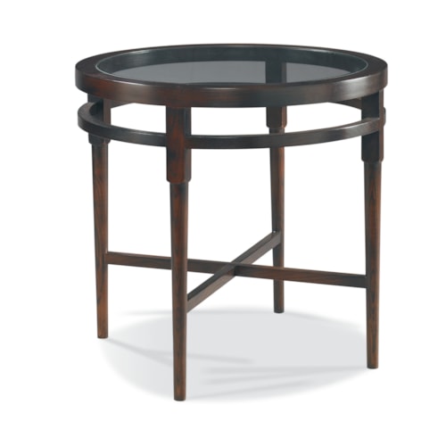 Traditional Round Lamp Table with Glass Top