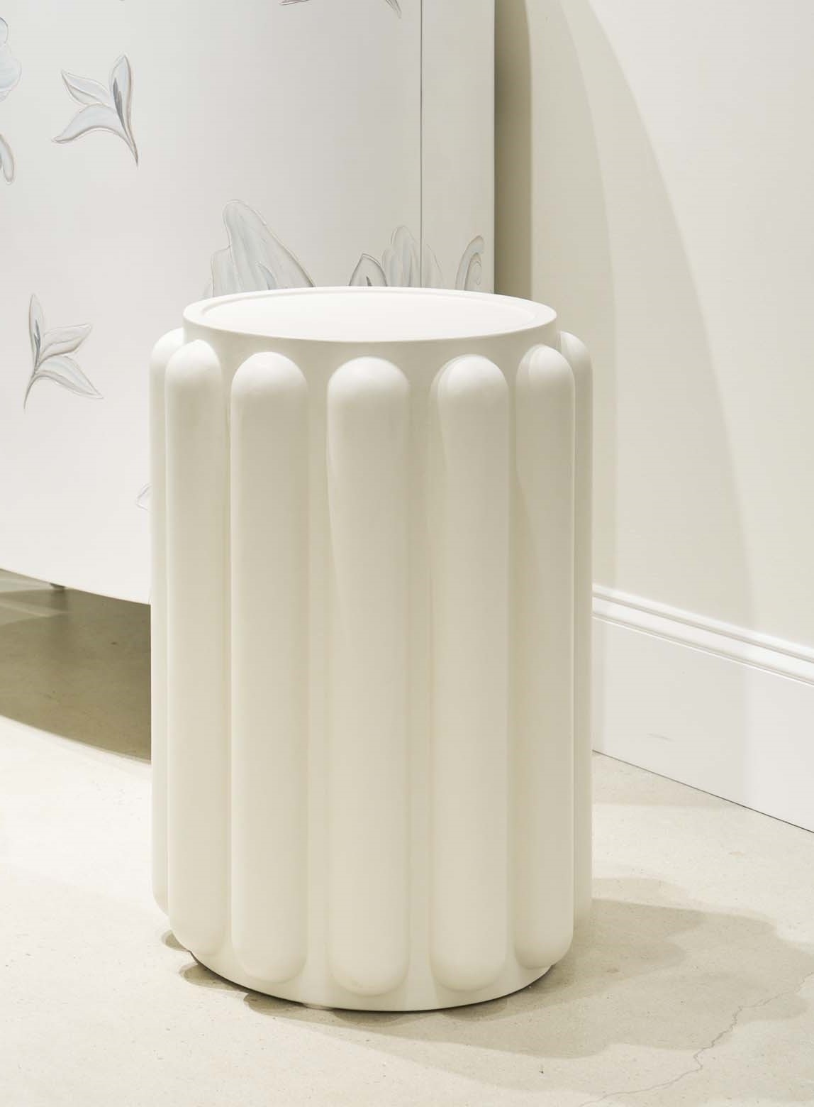 Round Textured Pillar Accent Table