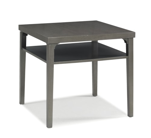 Contemporary Square Lamp Table with Shelf