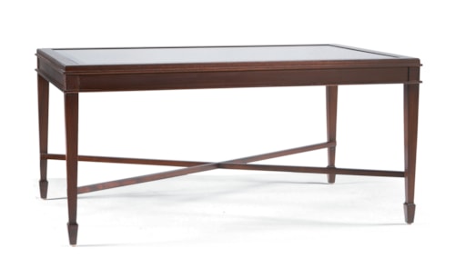 Transitional Rectangular Cocktail Table with Glass Top