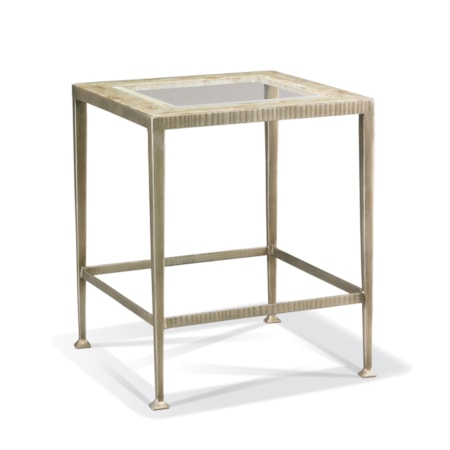 22" Sq. Forged-Iron Side Table w/Glass Top