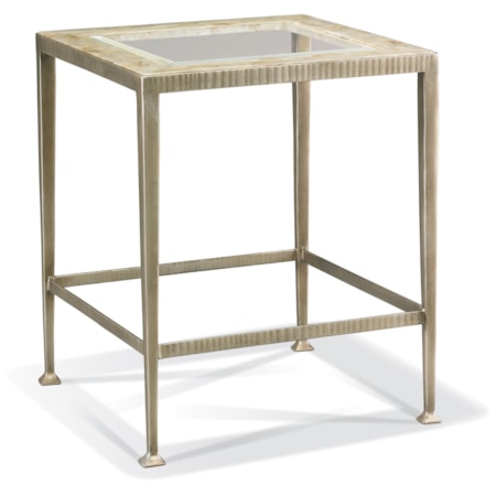 22" Sq. Forged-Iron Side Table w/Glass Top