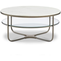 Transitional Round Cocktail Table with Marble Top