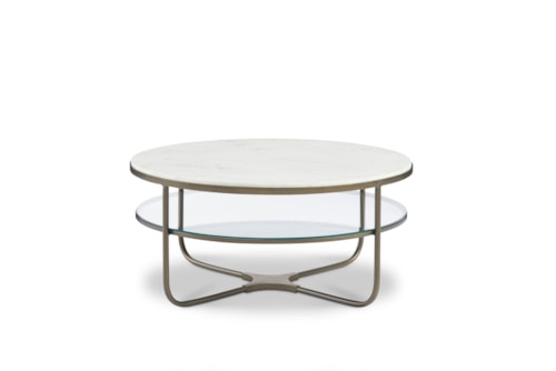 Transitional Round Cocktail Table with Marble Top
