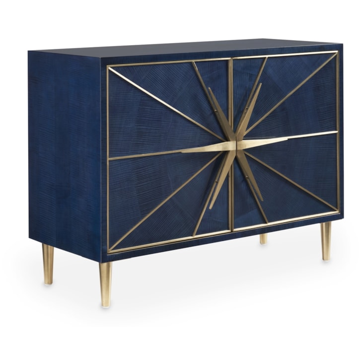Sherrill Occasional VOYAGE MAISON Sapphire Cabinet w/Decorative Gold Hardware
