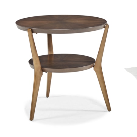 24" Round Side Table w/Offset Lower Shelf