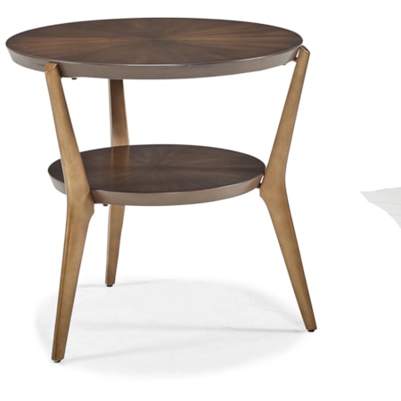 24" Round Side Table w/Offset Lower Shelf