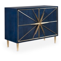 Ultra-Modern Sapphire Cabinet with Decorative Gold Hardware