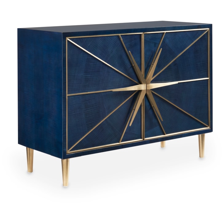 Sherrill Occasional VOYAGE MAISON Sapphire Cabinet w/Decorative Gold Hardware