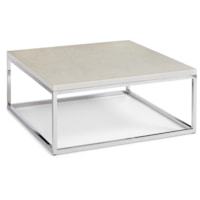 Transitional Square Cocktail Table with Marble Top
