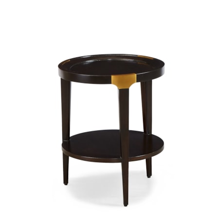 18" Rd. Chairside Table w/Brass Brackets