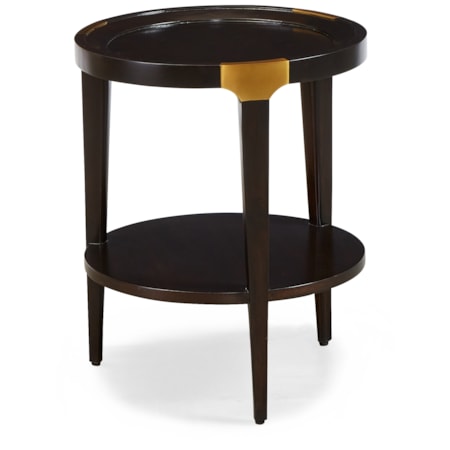 18" Rd. Chairside Table w/Brass Brackets