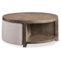 Transitional Round 2-Shelf Cocktail Table with 2 Stools