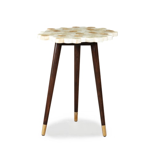 Contemporary Round Accent Table with Stone Top