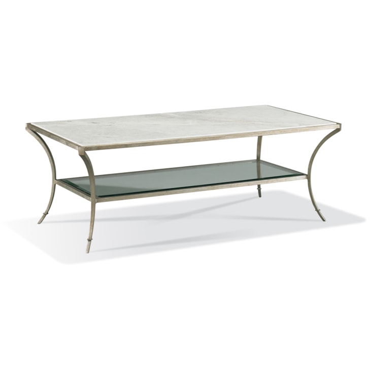 Sherrill Occasional INFINITY Marble-Top Cocktail Table w/Glass Mid-Shelf