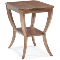 Transitional Rectangular Chairside Table with Pull-Out Shelf