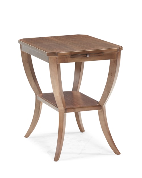 Transitional Rectangular Chairside Table with Pull-Out Shelf