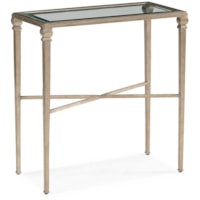 Traditional Glass-Top Metal Side Table with X-Stretcher