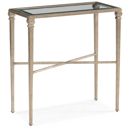 Glass-Top Metal Side Table w/X-Stretcher