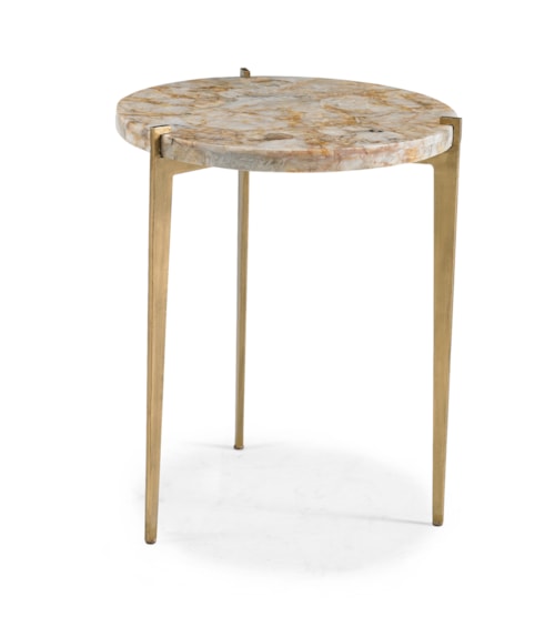 Contemporary Round Spot Table with Stone Top
