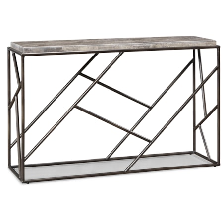 Modern Sculptural Marble-Top Console Table