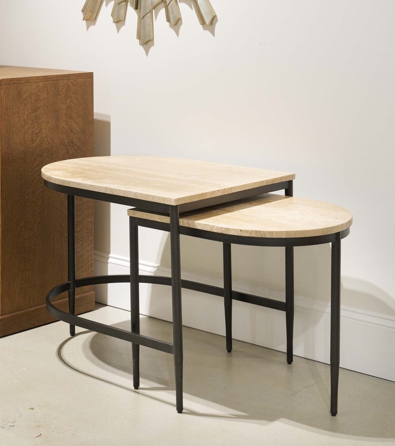 Travertine-Top Nesting Table